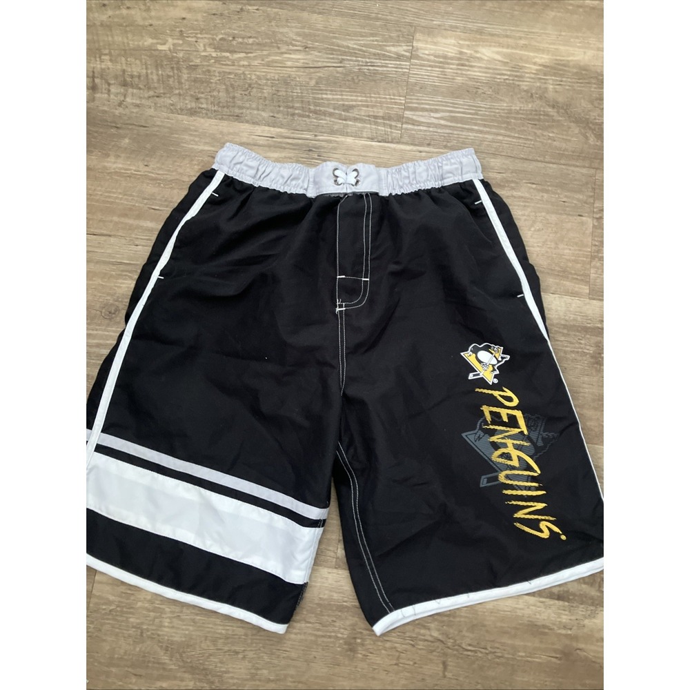 Pittsburgh Penguins Youth Swim Suit Size XL 18 Trunks Color Pockets Lined